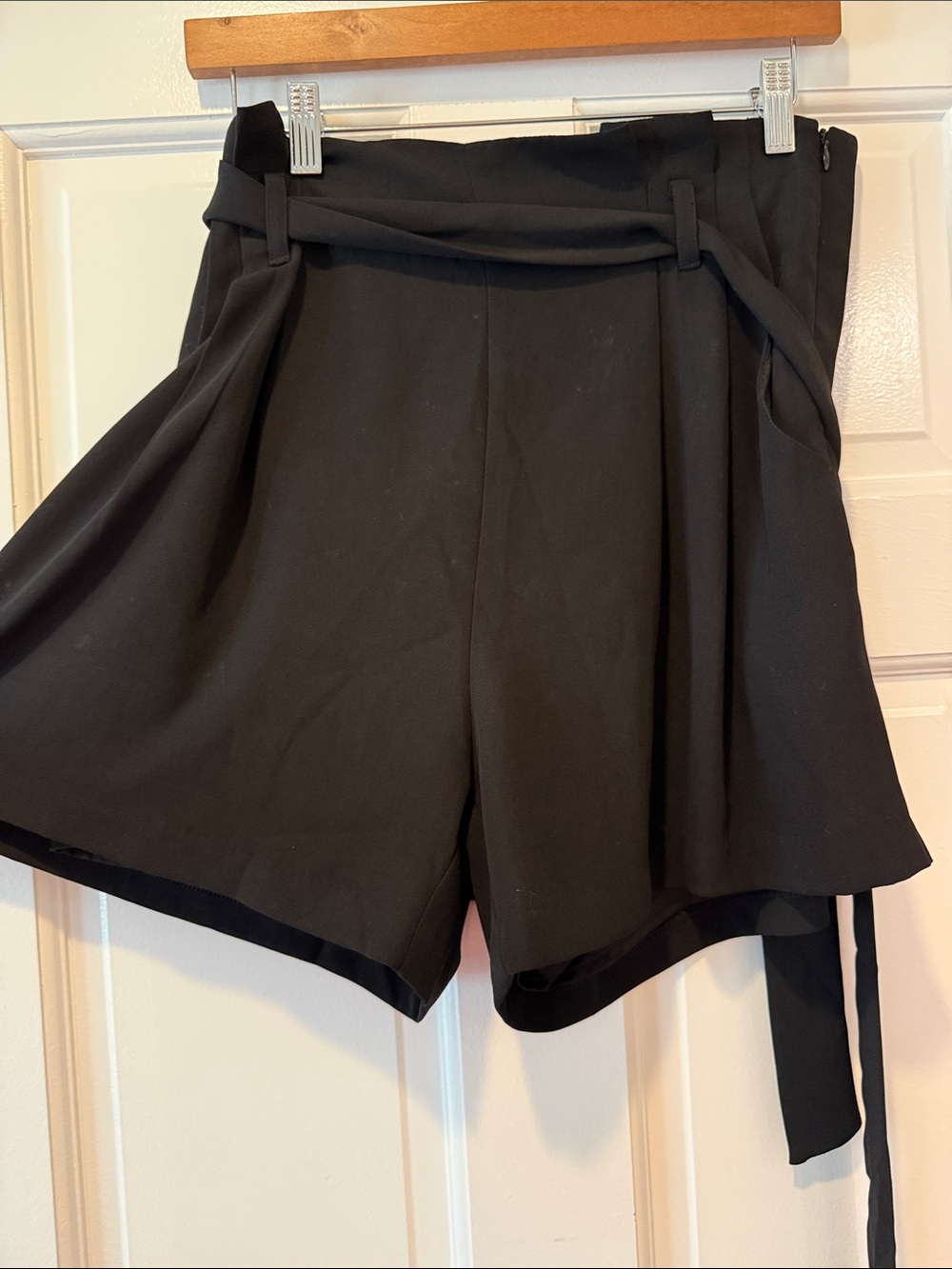 Lulu's Black High-Waist Tie Belt Bermuda Shorts